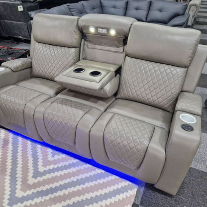 MNS Florida Music Electric Recliners 3+2 Seater Leather Sofa Bluetooth Speakers, LED LIGHTS, USB CHARGER