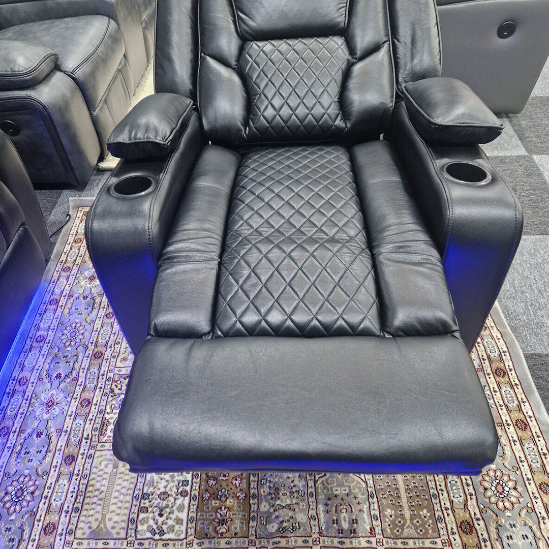 Orlando Electric Recliners Leather Arm Chair (Black, Grey,Brown) /LED LIGHTS/USB PORTS