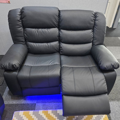 MNS Roma Leather Electric Recliner Sofa with Cupholders - 3+2 Seater Sofa - Black , Grey(3+2 Seater)