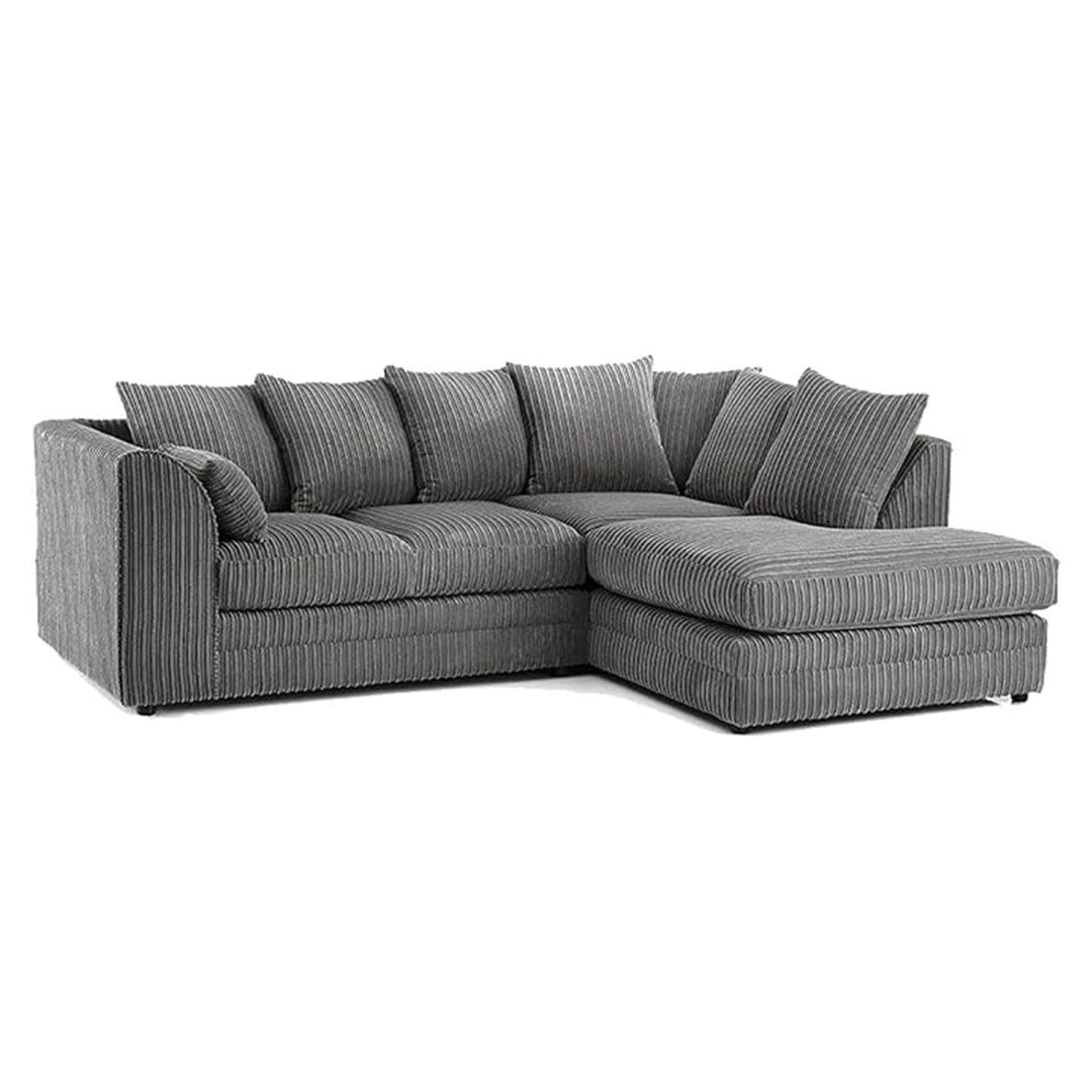 MNS Luxor Fabric Corner Sofa Grey | Soft Jumbo Cord 3-4 Seater Corner Sofa