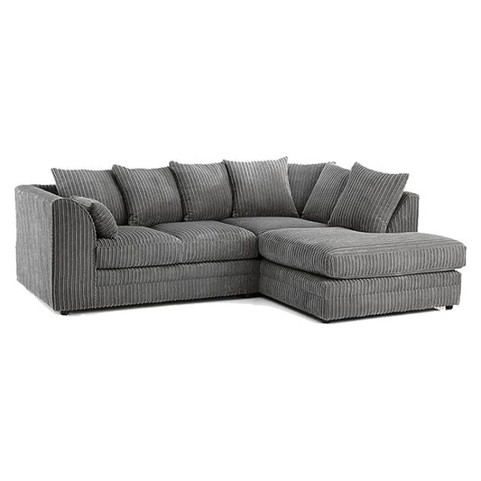 MNS Luxor Fabric Corner Sofa Grey | Soft Jumbo Cord 3-4 Seater Corner Sofa
