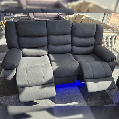 MNS Roma Platinum Grey Fabric Electric Recliner Set 3+2 Seater with USB & LED