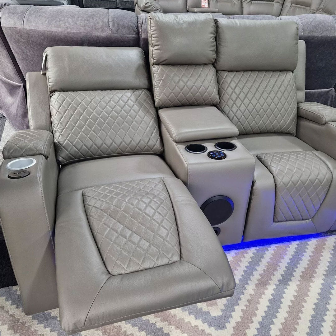 MNS Florida Music Electric Recliners 3+2 Seater Leather Sofa (Black, Grey) Blutooth Speakers/LED LIGHTS/USB CHARGER