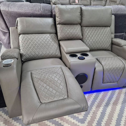 MNS Florida Music Electric Recliners 3+2 Seater Leather Sofa (Black, Grey) Blutooth Speakers/LED LIGHTS/USB CHARGER