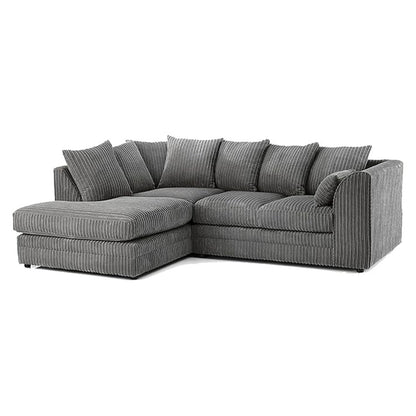 MNS Luxor Fabric Corner Sofa Grey | Soft Jumbo Cord 3-4 Seater Corner Sofa