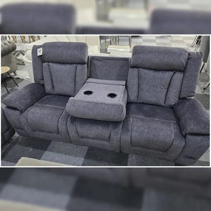 Beunis Aire 3+2 Plush Velvet Manual Recliner Sofa Set – Charcoal Dark Grey