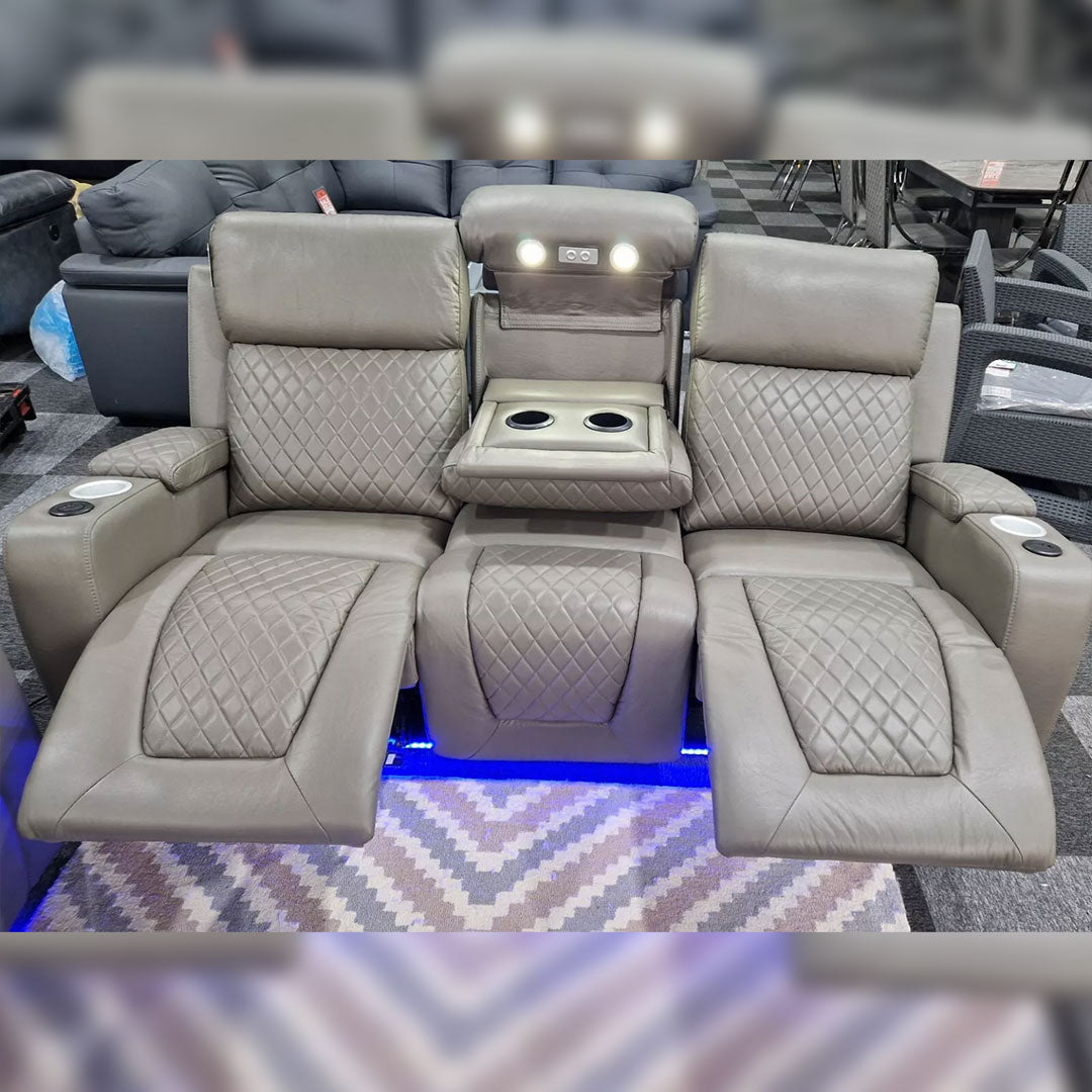 MNS Florida Music Electric Recliners 3+2 Seater Leather Sofa (Black, Grey) Blutooth Speakers/LED LIGHTS/USB CHARGER