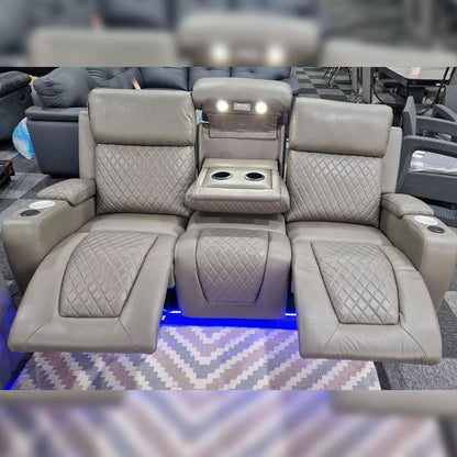 MNS Florida Music Electric Recliners 3+2 Seater Leather Sofa (Black, Grey) Blutooth Speakers/LED LIGHTS/USB CHARGER