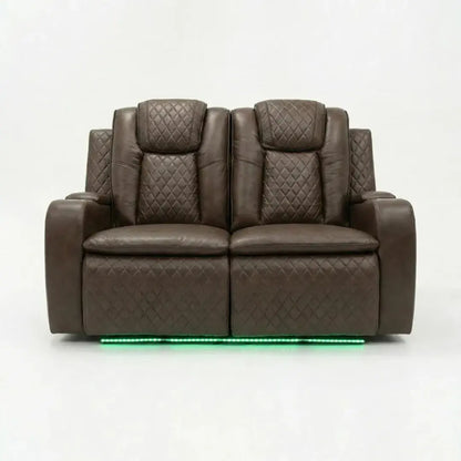 Colorado Leather Electric Recliner Sofa – Cup Holders, LED Lights, USB & Type-C Ports, Wireless Charging (Grey, Black, Brown)