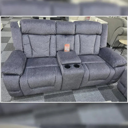 Beunis Aire 3+2 Plush Velvet Manual Recliner Sofa Set – Charcoal Dark Grey