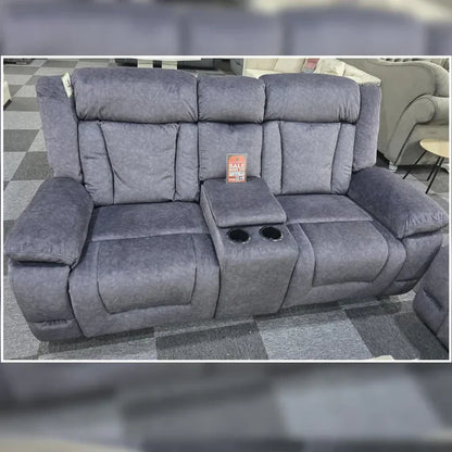 Beunis Aire 3+2 Plush Velvet Manual Recliner Sofa Set – Charcoal Dark Grey