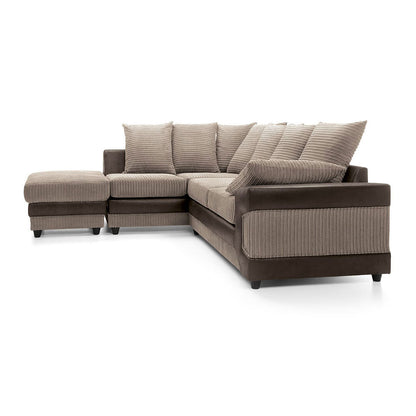Amazing Sofas NEW LARGE DINO CORNER SOFA JUMBO CORD BEIGE BROWN  LEFT OR RIGHT