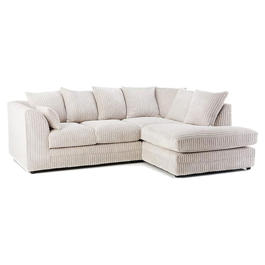 MNS Luxor Fabric Corner Sofa Cream | Soft Jumbo Cord 3-4 Seater Corner Sofa