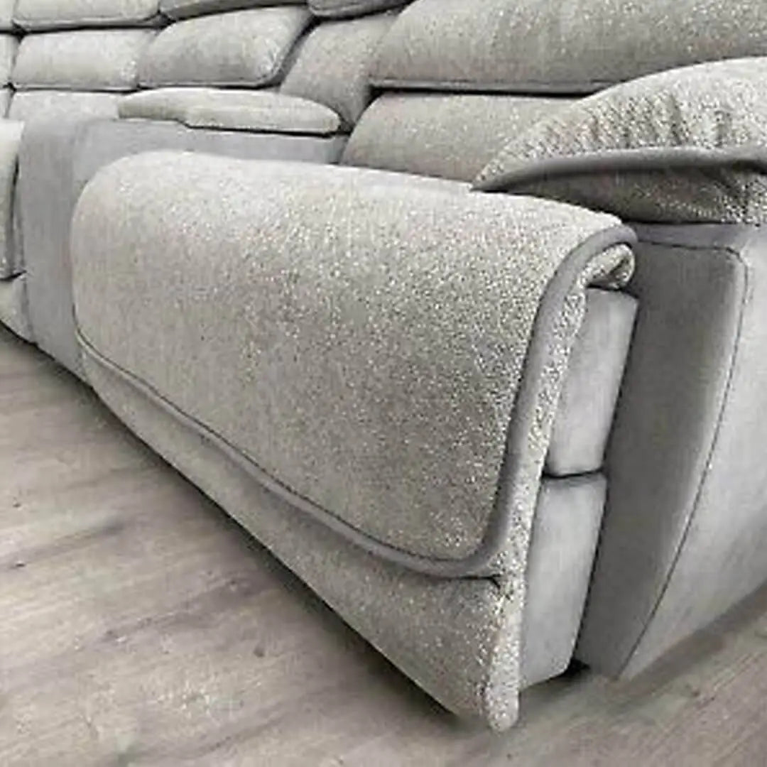 Lakelyn Fabric Recliner Corner Sofa, Light Grey, Upholstered with Storage Console| Electric| Bluetooth Fabric