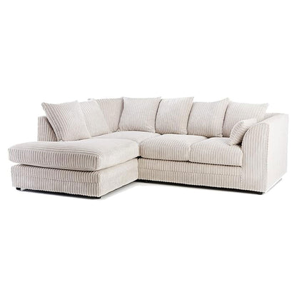 MNS Luxor Fabric Corner Sofa Cream | Soft Jumbo Cord 3-4 Seater Corner Sofa