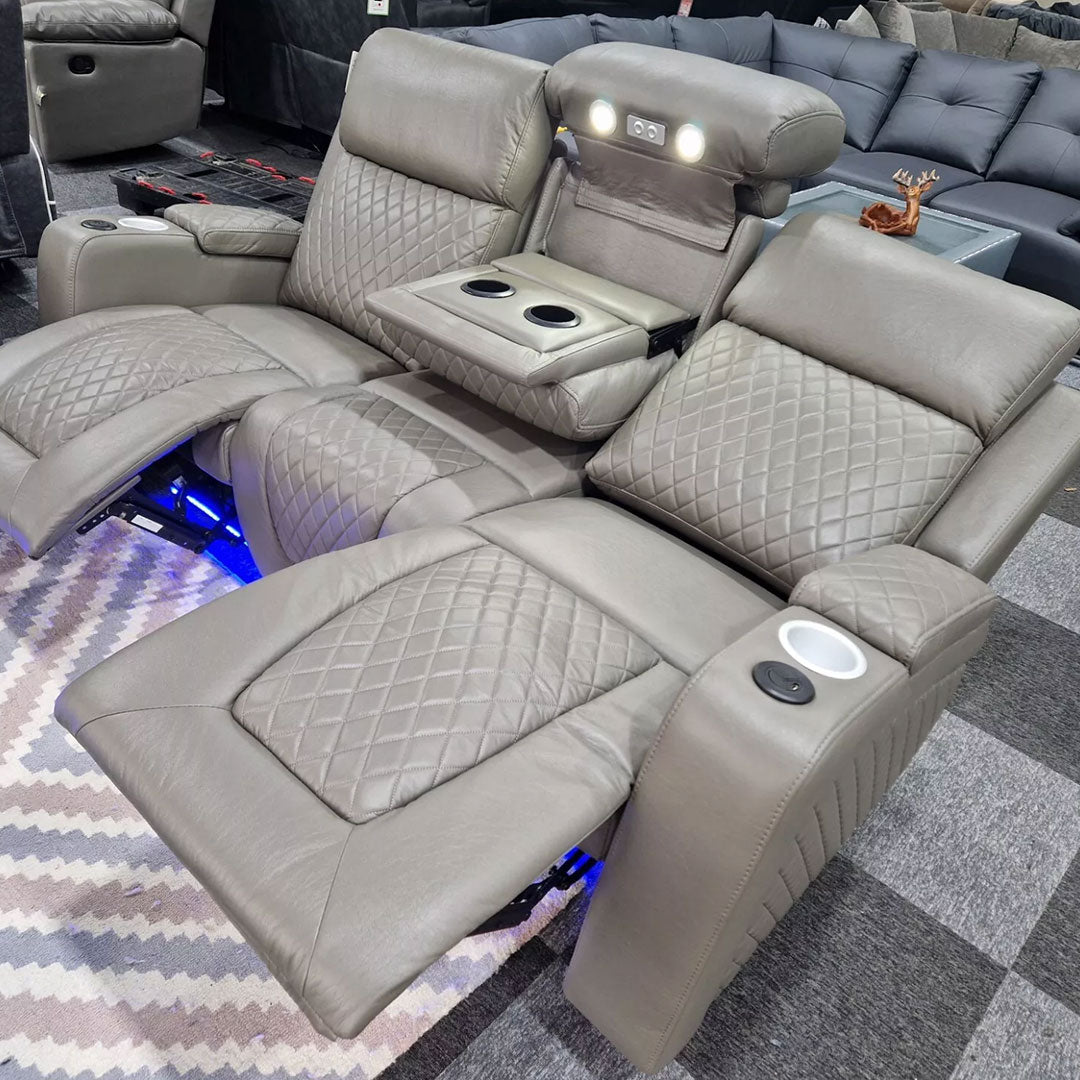 MNS Florida Music Electric Recliners 3+2 Seater Leather Sofa Bluetooth Speakers, LED LIGHTS, USB CHARGER