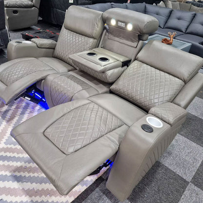 MNS Florida Music Electric Recliners 3+2 Seater Leather Sofa Bluetooth Speakers, LED LIGHTS, USB CHARGER
