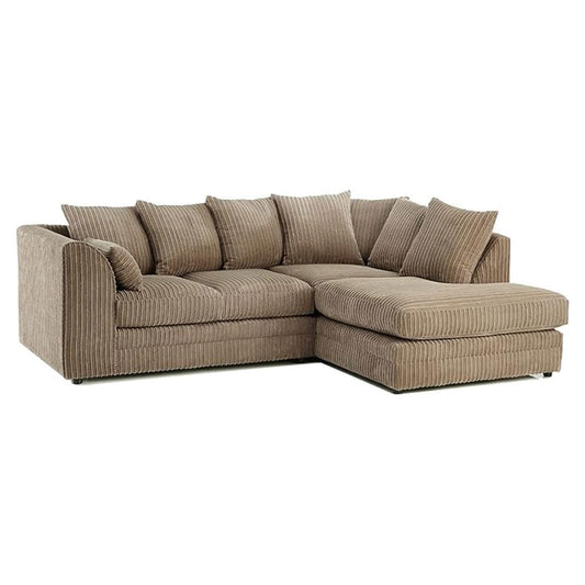 MNS Luxor Fabric Corner Sofa Coffee | Soft Jumbo Cord 3-4 Seater