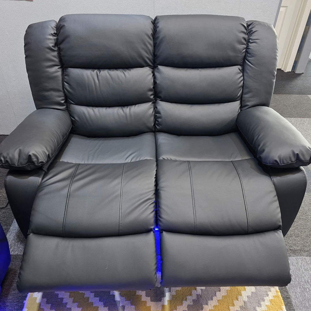 MNS Roma Leather Electric Recliner Sofa with Cupholders - 3+2 Seater Sofa - Black , Grey(3+2 Seater)