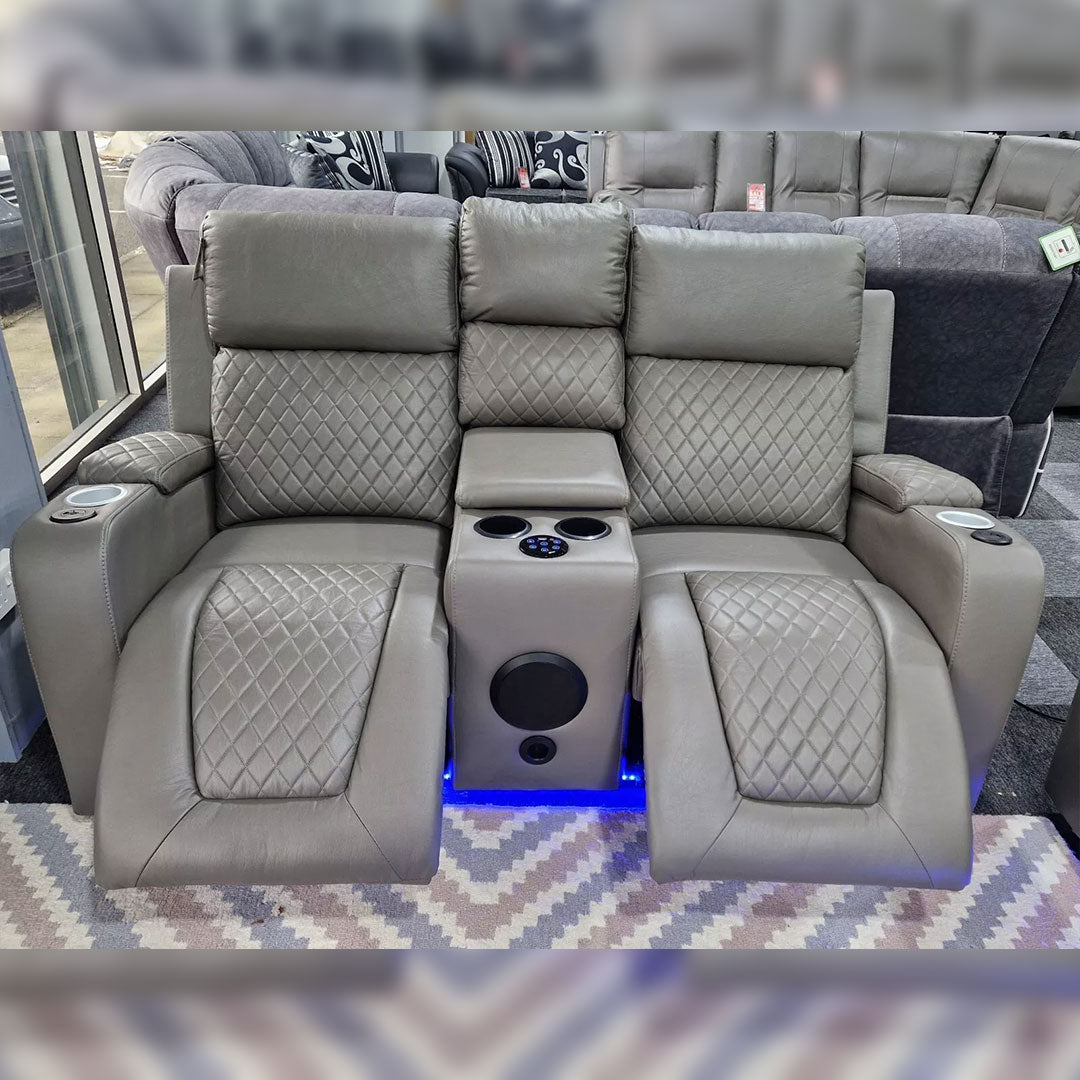 MNS Florida Music Electric Recliners 3+2 Seater Leather Sofa (Black, Grey) Blutooth Speakers/LED LIGHTS/USB CHARGER