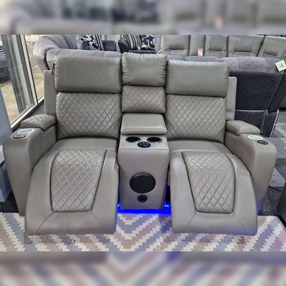 MNS Florida Music Electric Recliners 3+2 Seater Leather Sofa (Black, Grey) Blutooth Speakers/LED LIGHTS/USB CHARGER