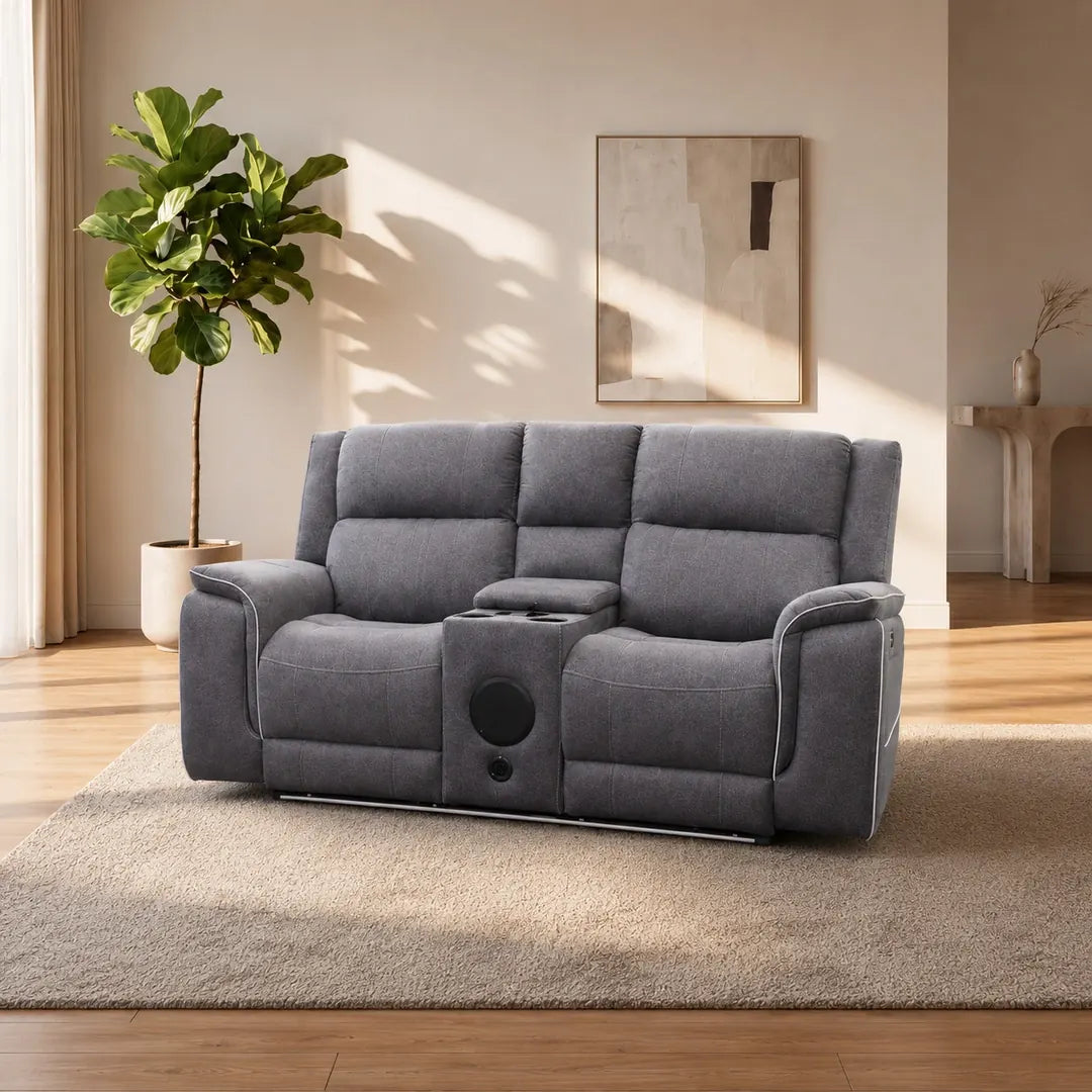 Hannah 3+2 Electric Recliner Sofa – Micro Fibre Fabric & Bluetooth Speakers