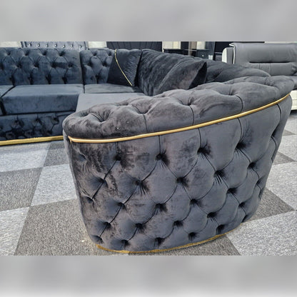 Toronto Chesterfield Corner Sofa Black & Gold