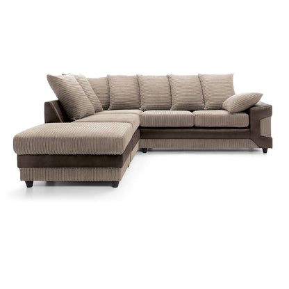 Amazing Sofas NEW LARGE DINO CORNER SOFA JUMBO CORD BEIGE BROWN  LEFT OR RIGHT