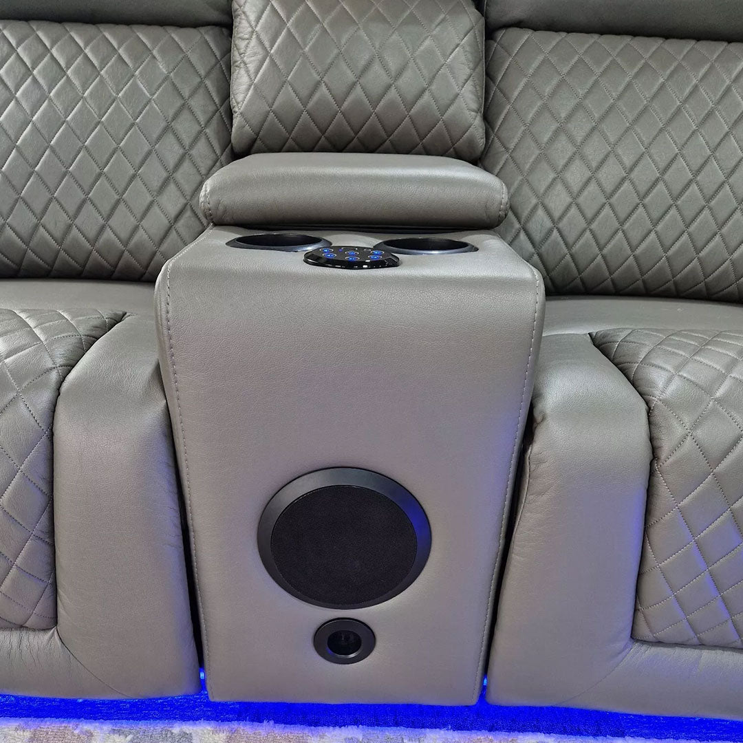 MNS Florida Music Electric Recliners 3+2 Seater Leather Sofa Bluetooth Speakers, LED LIGHTS, USB CHARGER