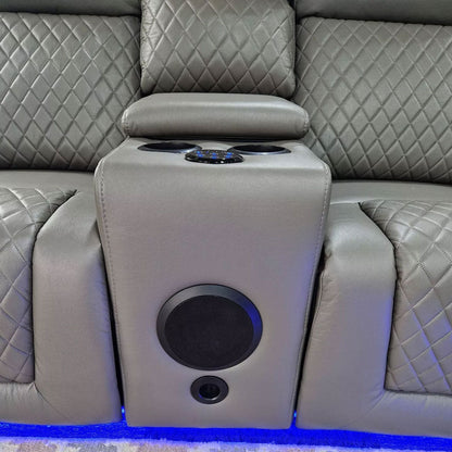 MNS Florida Music Electric Recliners 3+2 Seater Leather Sofa Bluetooth Speakers, LED LIGHTS, USB CHARGER