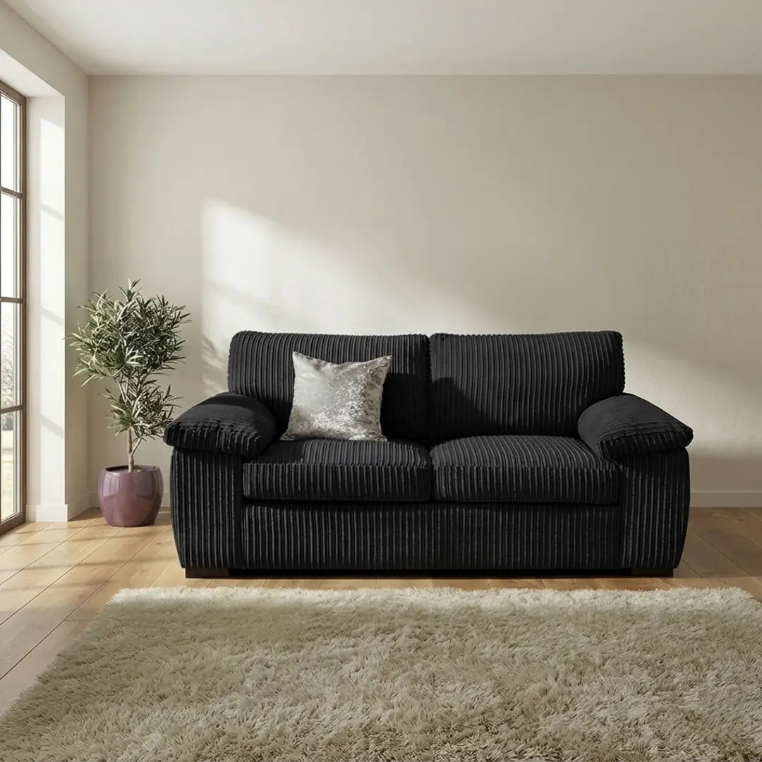 Jumbo Cord 3+2 Seater Sofa Set – Ultra-Soft Deep Cushions, Solid Build & Timeless Design Available in Grey, Black & Cream