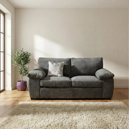 Jumbo Cord 3+2 Seater Sofa Set – Ultra-Soft Deep Cushions, Solid Build & Timeless Design Available in Grey, Black & Cream