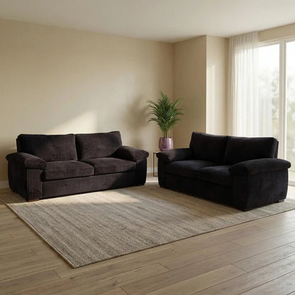 Jumbo Cord 3+2 Seater Sofa Set – Ultra-Soft Deep Cushions, Solid Build & Timeless Design Available in Grey, Black & Cream