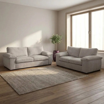 Jumbo Cord 3+2 Seater Sofa Set – Ultra-Soft Deep Cushions, Solid Build & Timeless Design Available in Grey, Black & Cream