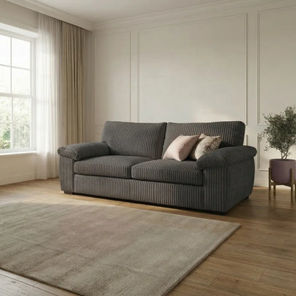Jumbo Cord 3+2 Seater Sofa Set – Ultra-Soft Deep Cushions, Solid Build & Timeless Design Available in Grey, Black & Cream