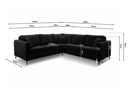 Ascot Black Corner Sofa Boston Fabric