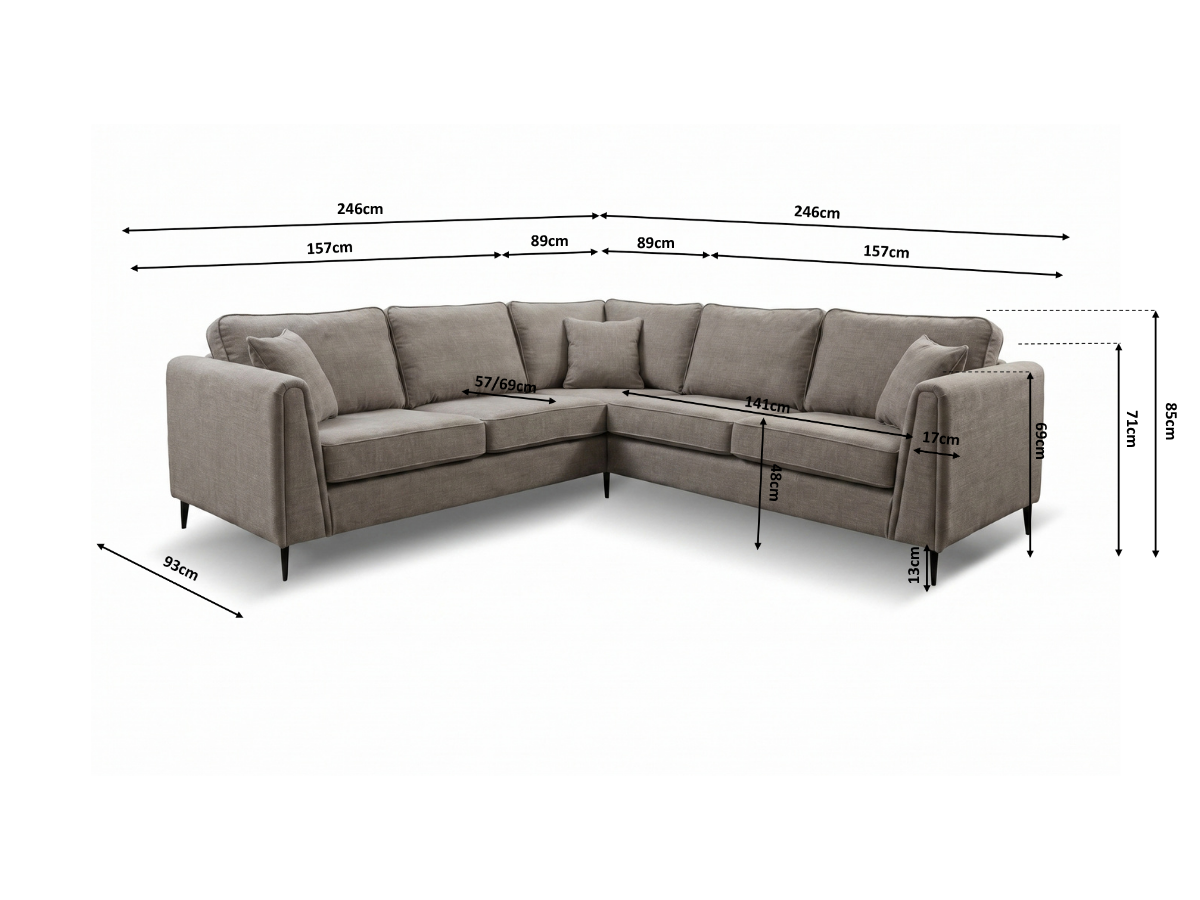 Ascot Chocolate Corner Sofa Boston Fabric