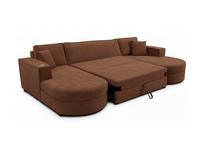 Belrosa Enzo Chocolate U Shaped Sofa Bed with Storage