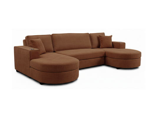 Belrosa Enzo Chocolate U Shaped Sofa Bed with Storage