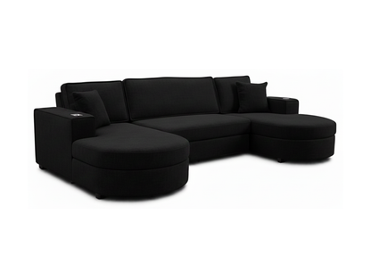 Belrosa Enzo Black U Shaped Sofa Bed with Storage