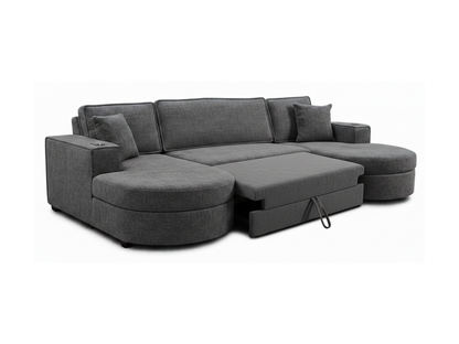 Belrosa Enzo Slate Grey U Shaped Sofa Bed with Storage