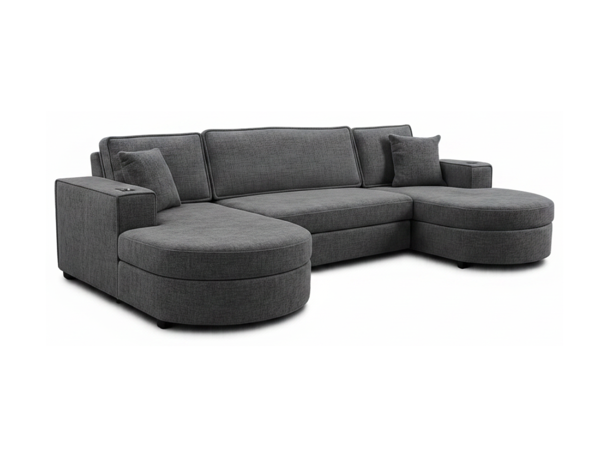 Belrosa Enzo Slate Grey U Shaped Sofa Bed with Storage