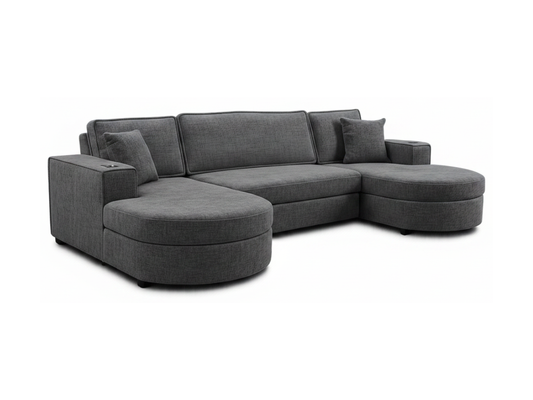 Belrosa Enzo Slate Grey U Shaped Sofa Bed with Storage