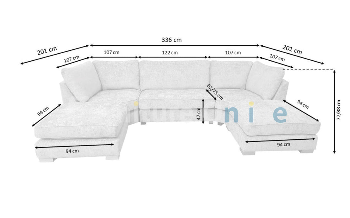 Bishop U-Shaped Sofa Truffle Luxe Chenille