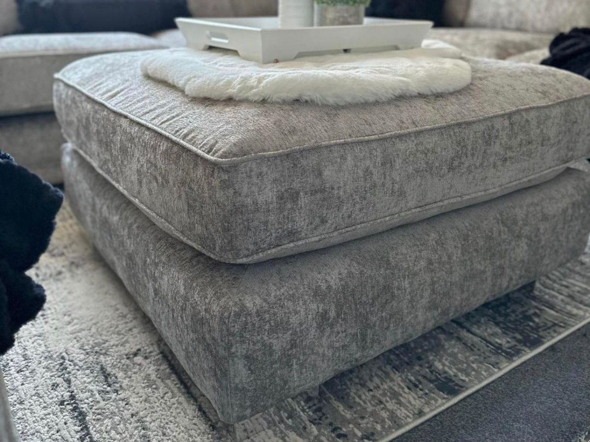 Bishop Footstool Truffle and Platinum Grey