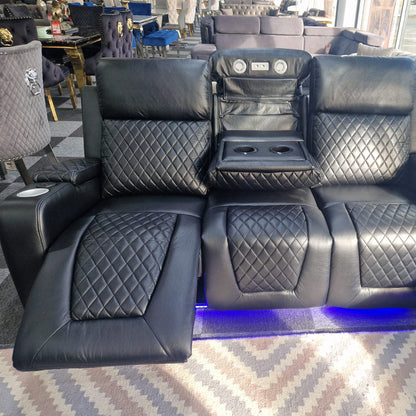 MNS Florida Music Electric Recliners 3+2 Seater Leather Sofa Bluetooth Speakers, LED LIGHTS, USB CHARGER