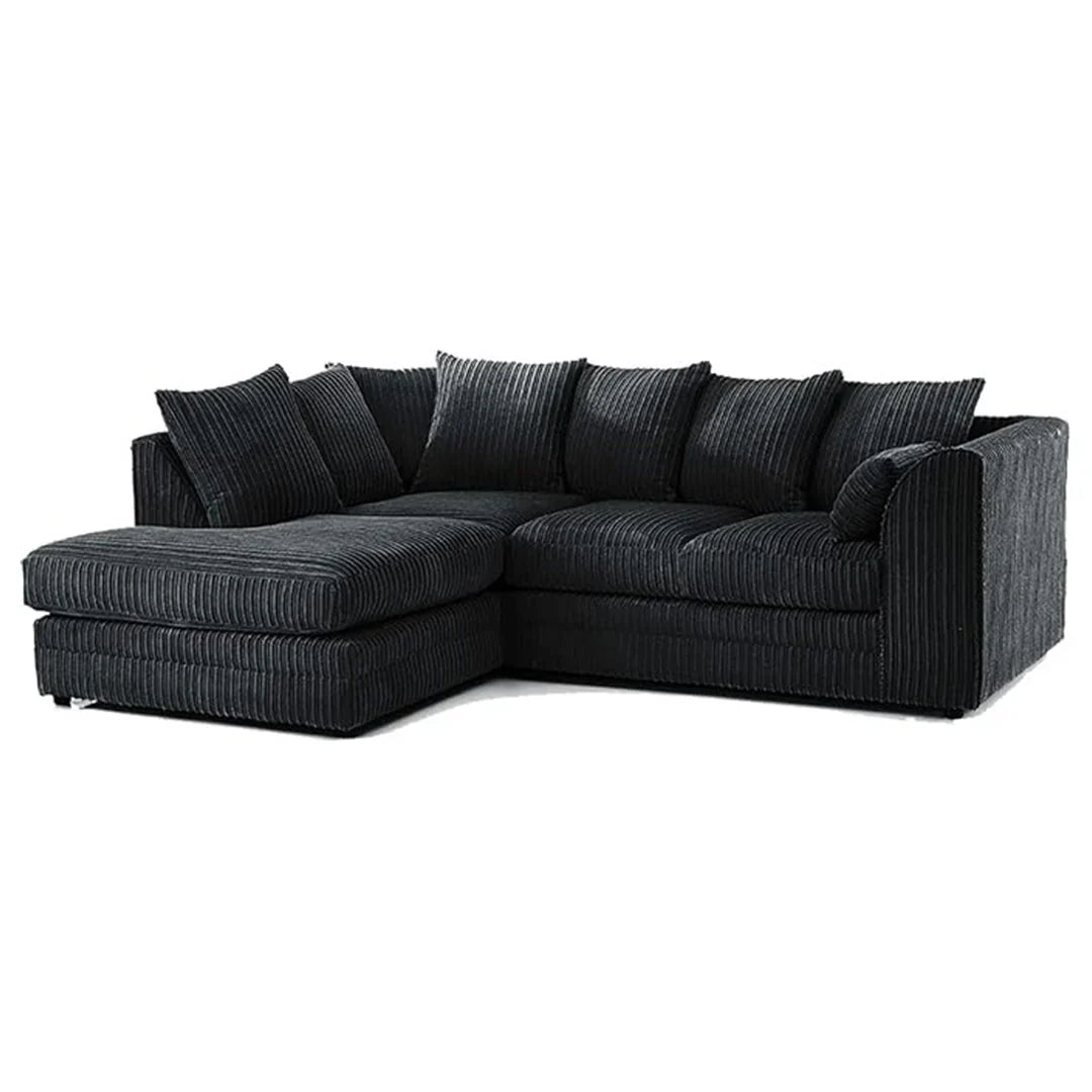 MNS Luxor Fabric Corner Sofa Grey | Soft Jumbo Cord 3-4 Seater Corner Sofa