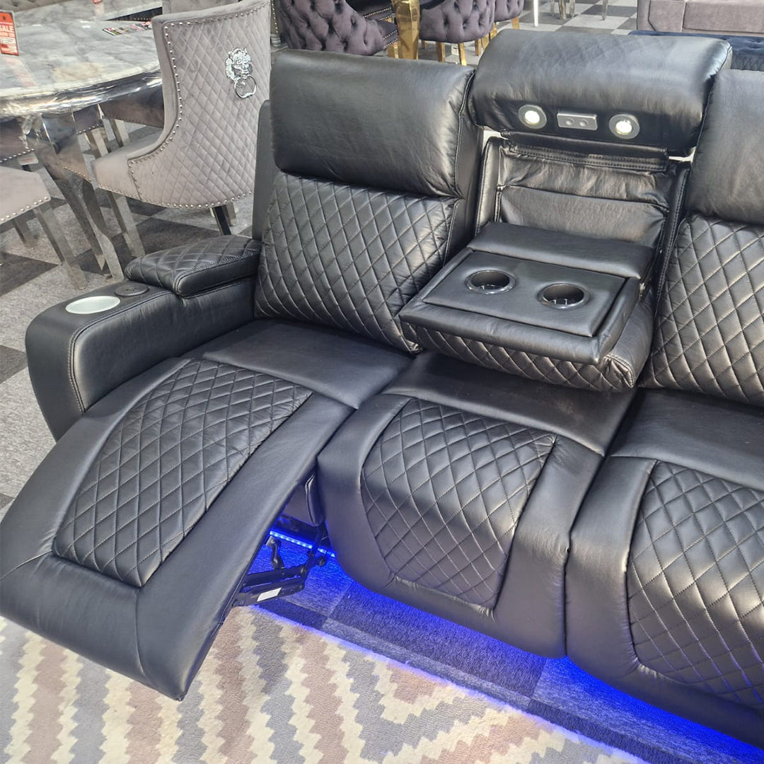 MNS Florida Music Electric Recliners 3+2 Seater Leather Sofa Bluetooth Speakers, LED LIGHTS, USB CHARGER