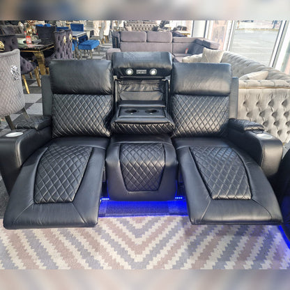 MNS Florida Music Electric Recliners 3+2 Seater Leather Sofa (Black, Grey) Blutooth Speakers/LED LIGHTS/USB CHARGER