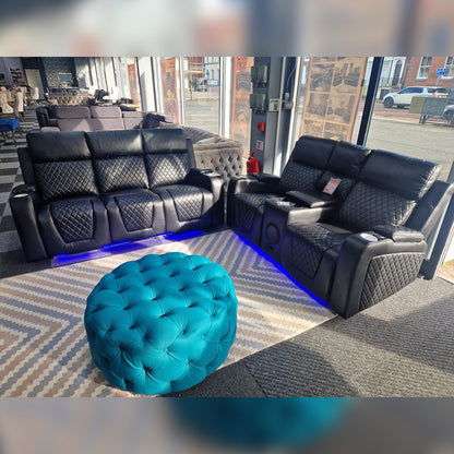 MNS Florida Music Electric Recliners 3+2 Seater Leather Sofa Bluetooth Speakers, LED LIGHTS, USB CHARGER